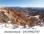 Snowy hoodoo winter trails in Bryce Canyon National Park Utah