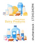 dairy products. vector... | Shutterstock .eps vector #1724134294