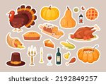 Thanksgiving Stickers. Vector...