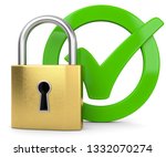 3d illustration lock security... | Shutterstock . vector #1332070274