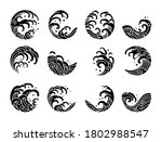 set of japanese water wave... | Shutterstock .eps vector #1802988547