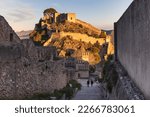 Small photo of View to the castle of Xativa, a town in eastern Spain, in the province of Valencia, on the right bank of the river Albaida and at the junction of the Valencia–Murcia and Valencia Albacete railways.