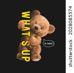 cute bear doll holding what's... | Shutterstock .eps vector #2028085574