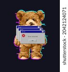 bear doll glitch stye with... | Shutterstock .eps vector #2042124071