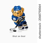 shot on goal slogan with bear... | Shutterstock .eps vector #2068750064