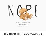 nope slogan with bear doll... | Shutterstock .eps vector #2097010771