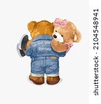 bear doll lover couple carrying ... | Shutterstock .eps vector #2104548941
