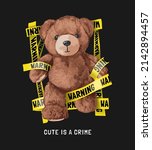cute is a crime slogan with... | Shutterstock .eps vector #2142894457