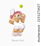 Tennis Girl Slogan With Cute...
