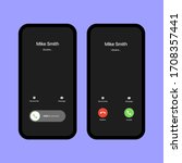 iphone call screen set.... | Shutterstock .eps vector #1708357441
