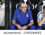 Small photo of Thessaloniki, Greece - September 20, 2018. Chelsea's Coach Maurizio Sarri during an UEFA Europa League soccer match between PAOK FC and Chelsea FC.