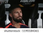 Small photo of Thessaloniki, Greece - September 20, 2018. Chelsea's forward Olivier Giroud sits on the bench during an UEFA Europa League match between PAOK FC and Chelsea FC.