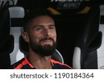 Small photo of Thessaloniki, Greece - September 20, 2018. Chelsea's forward Olivier Giroud sits on the bench during an UEFA Europa League match between PAOK FC and Chelsea FC.