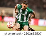 Small photo of Athens, Greece - May 03, 2023. Panathinaikos's player Bart Schenkeveld in action during a Greek Superleague soccer game between Panathinaikos FC and PAOK FC.