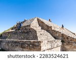 Small photo of Monte Alban, Oaxaca de Juarez, Mexico, 1st of January 2019, A mayan pyramid of Monte Alban with tourists