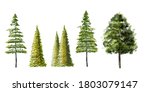 set of watercolor tree side... | Shutterstock . vector #1803079147