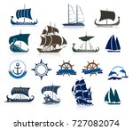 Sailing Ships Silhouettes And...