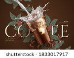 cold brew coffee ads with retro ... | Shutterstock .eps vector #1833017917