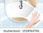 realistic hand using... | Shutterstock .eps vector #1928965781