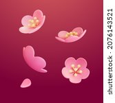 3d pink flowers with five pink... | Shutterstock .eps vector #2076143521