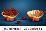 dried dates in metallic... | Shutterstock .eps vector #2132850551