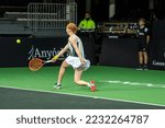 Small photo of Andorra La Vella, Andorra. - November 29 2022: Alison van Uytvanck of Belgium in action against Yanina Wickmayer of Belgium during the Credit Andorra Open Women's Tennis Association (WTA) tennis tourn