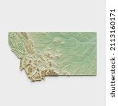 Small photo of Montana Topographic Relief Map - 3D Render