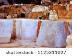 Carrara marble quarry,  extraction and processing of white marble