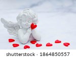 Cute angel  hearts on a white...