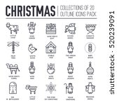Merry Christmas Thin Line Icons ...