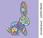 aztec colorful hare ancient... | Shutterstock .eps vector #1609278034
