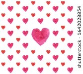 watercolor hearts seamless... | Shutterstock . vector #1642028854