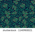paisley  design blue pattern | Shutterstock .eps vector #1140983021