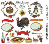 thanksgiving day icons doodle... | Shutterstock .eps vector #334687514