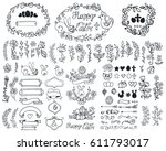 easter decoration set.doodles... | Shutterstock .eps vector #611793017
