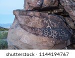 USA, Arizona, Mohave County, Lake Mead National Recreation Area. Petroglyph rock art along the Cohenour Loop Road.