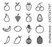 fruit icon set with outline... | Shutterstock .eps vector #1437161747