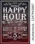 happy hour on chalkboard.... | Shutterstock .eps vector #1247942887