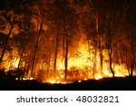 A Bushfire Burning Orange And...