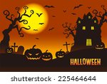 halloween pumpkins   a haunted... | Shutterstock .eps vector #225464644