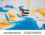 the Flag of united arab emirates, UAE in the world map