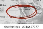 Red sea marked with red circle...