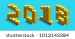 3d isometric yellow numbers...