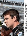 Small photo of Long Pond, PA, USA - June 10, 2017: Race driver Timmy Hill awaits the start of a NASCAR Xfinity race at Pocono Raceway in Pennsylvania.