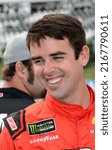 Small photo of Long Pond, PA, USA - June 2, 2018: Race driver Timmy Hill awaits the start of a NASCAR Xfinity race at Pocono Raceway in Pennsylvania.