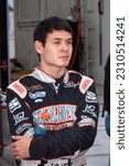 Small photo of Indianapolis, IN, USA - May 27, 2011: Eighteen year old rookie Kyle Larson prepares to compete in a USAC Silver Crown car race on the Indiana State Fairgrounds mile.