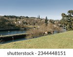 Small photo of Seattle, USA. March 2022. View of the Hiram Chittenden Locks, or Ballard Lacks, a complex of looks at the west end of Salmon Bay. Washington's Lake Washington Ship Canal promenade