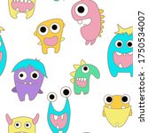 seamless pattern with monsters... | Shutterstock .eps vector #1750534007