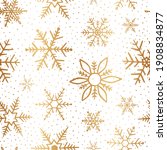 snowflake golden seamless... | Shutterstock .eps vector #1908834877