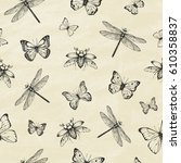 Seamless Pattern With Dragonfly'...